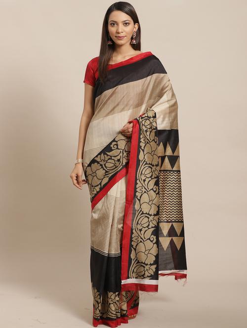 floral printed saree with blouse - 17470559 - Standard Image - 1