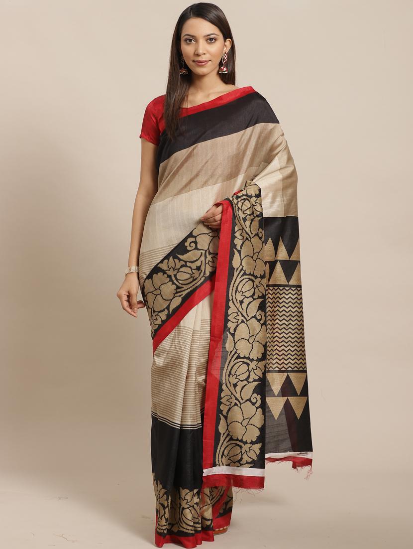 floral printed saree with blouse - 17470559 - Zoom Image - 1