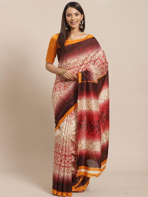 abstract printed saree with blouse - 17470561 - Standard Image - 1