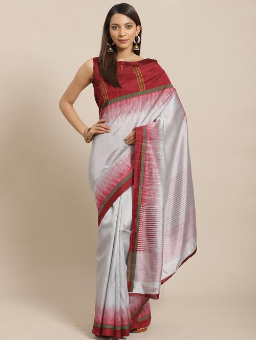 stripe printed saree with blouse - 17470571 - Standard Image - 1