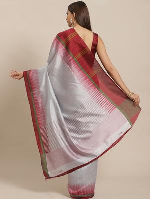 stripe printed saree with blouse - 17470571 - Standard Image - 2