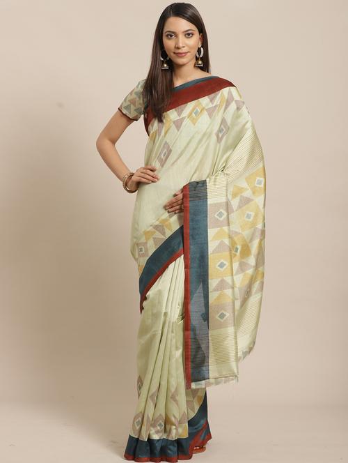 geometric printed saree with blouse - 17470572 - Standard Image - 1