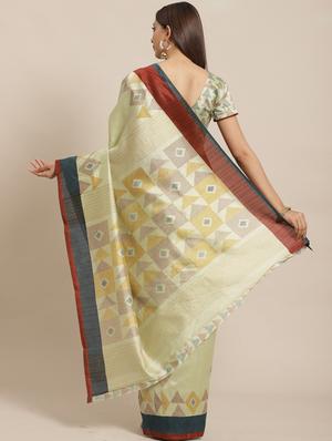 geometric printed saree with blouse - 17470572 - Standard Image - 2