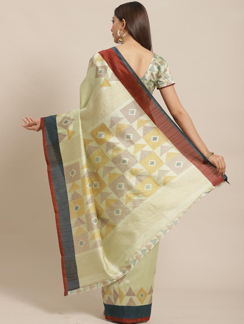 geometric printed saree with blouse - 17470572 - Zoom Image - 2