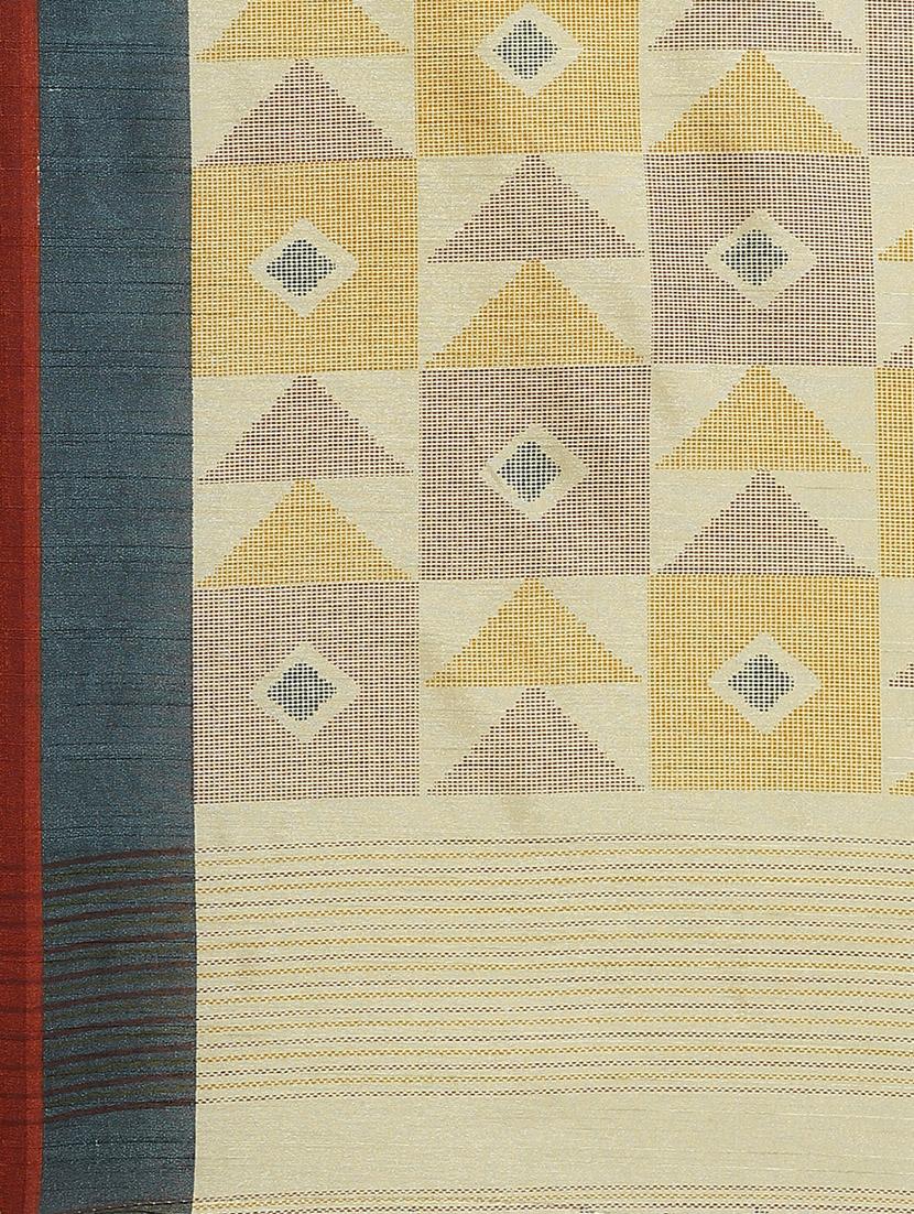 geometric printed saree with blouse - 17470572 - Zoom Image - 4