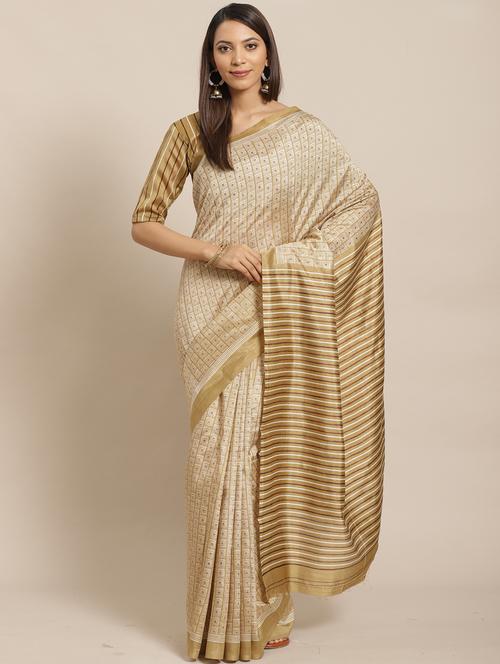 abstract printed saree with blouse - 17470574 - Standard Image - 1