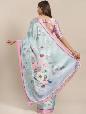 floral printed saree with blouse - 17470576 - Standard Image - 2