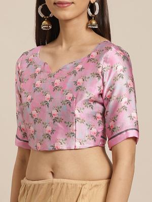 floral printed saree with blouse - 17470576 - Standard Image - 3