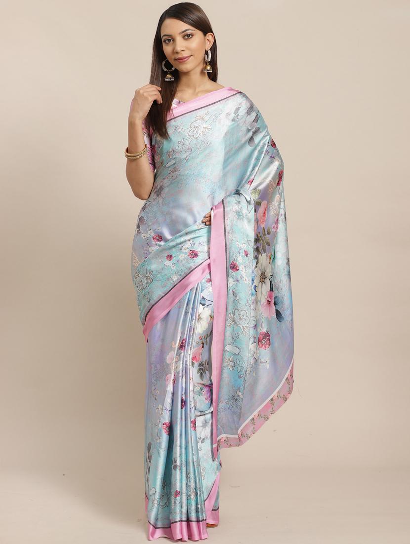 floral printed saree with blouse - 17470576 - Zoom Image - 1