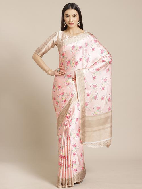 floral printed saree with blouse - 17470578 - Standard Image - 1