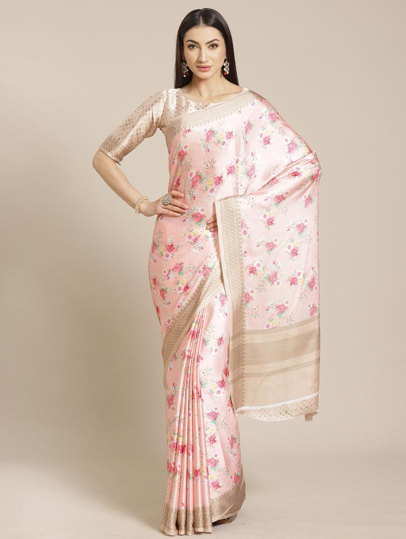 floral printed saree with blouse - 17470578 - Zoom Image - 1