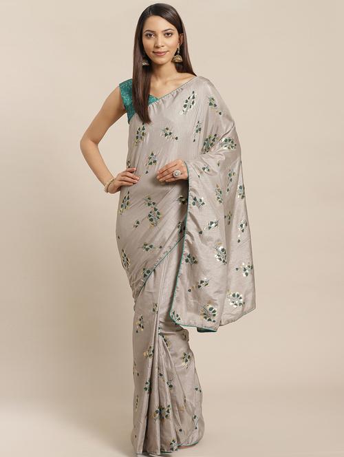 floral printed saree with blouse - 17470592 - Standard Image - 1