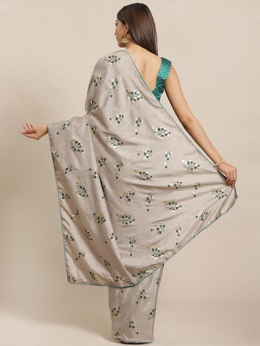 floral printed saree with blouse - 17470592 - Zoom Image - 2