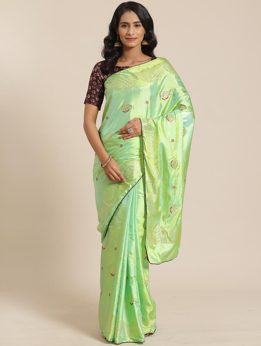 floral embellished saree with blouse - 17470594 - Zoom Image - 1