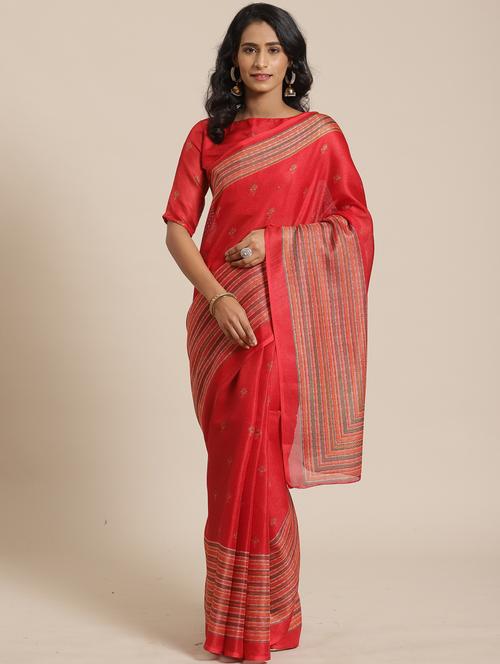 floral printed saree with blouse - 17470602 - Standard Image - 1