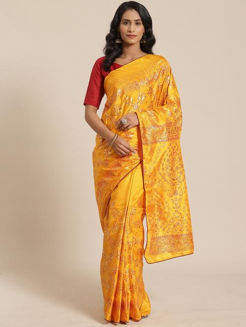 floral printed saree with blouse - 17470609 - Standard Image - 1