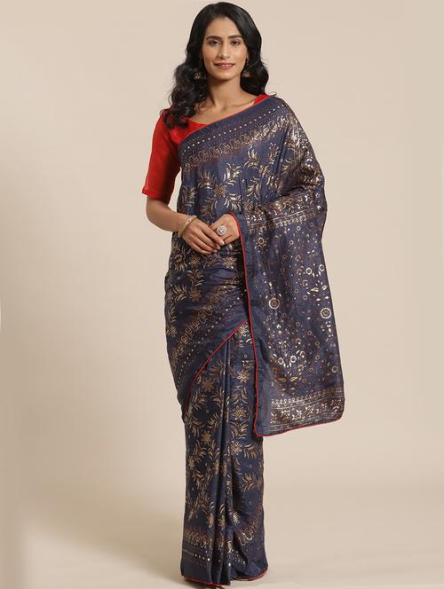 floral printed saree with blouse - 17470615 - Standard Image - 1