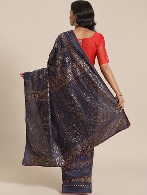 floral printed saree with blouse - 17470615 - Standard Image - 2