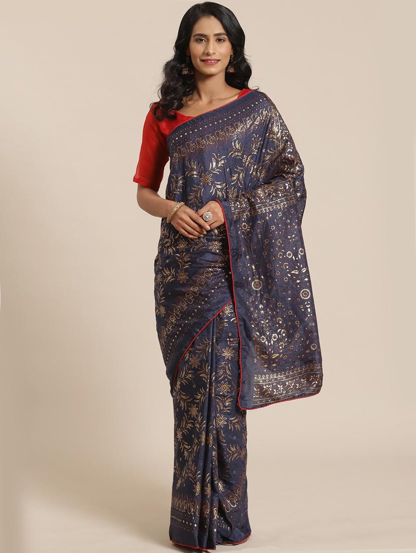 floral printed saree with blouse - 17470615 - Zoom Image - 1
