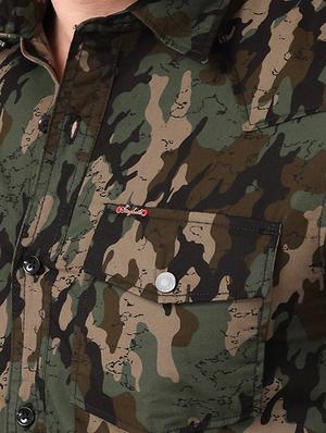 olive green camouflage print casual shirt - 17470682 - Standard Image - 5
