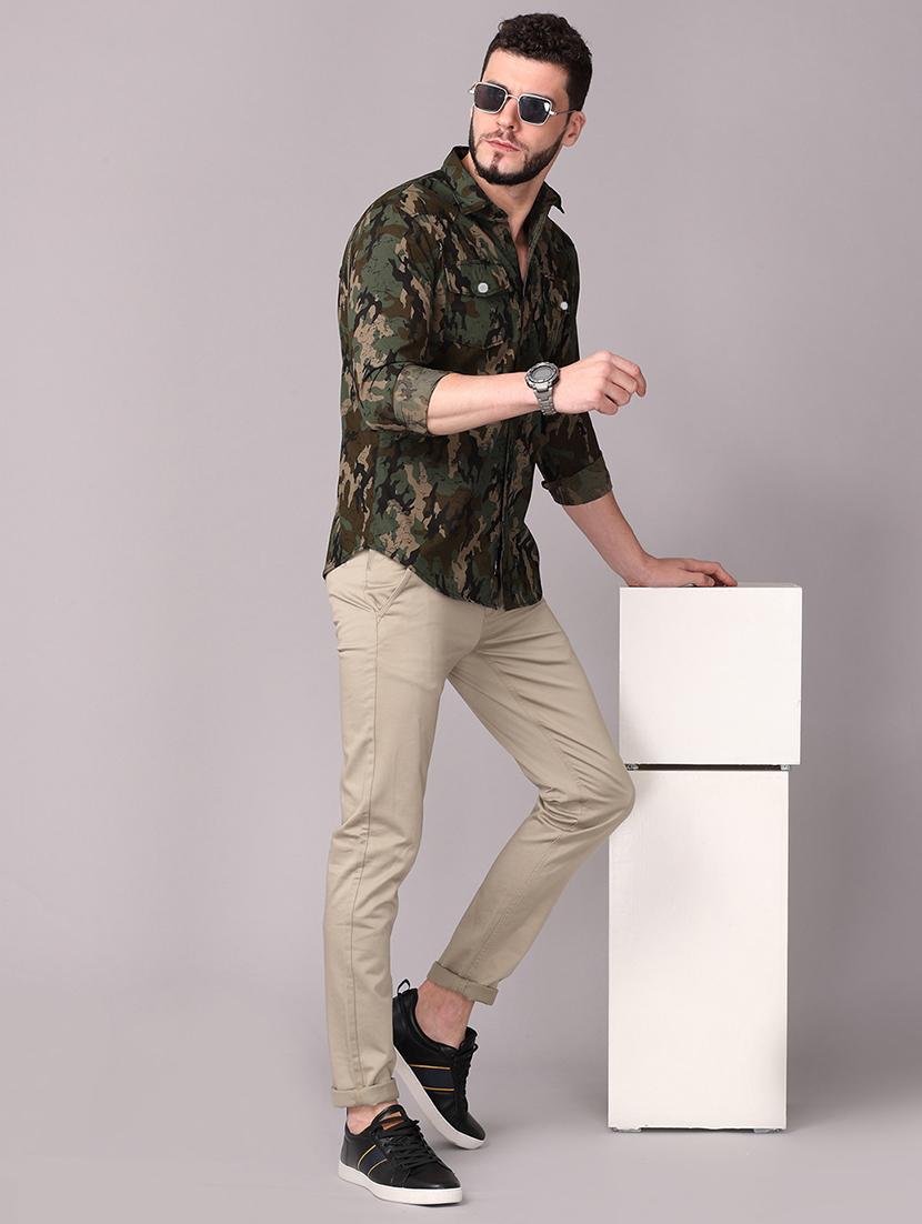 olive green camouflage print casual shirt - 17470682 - Zoom Image - 4