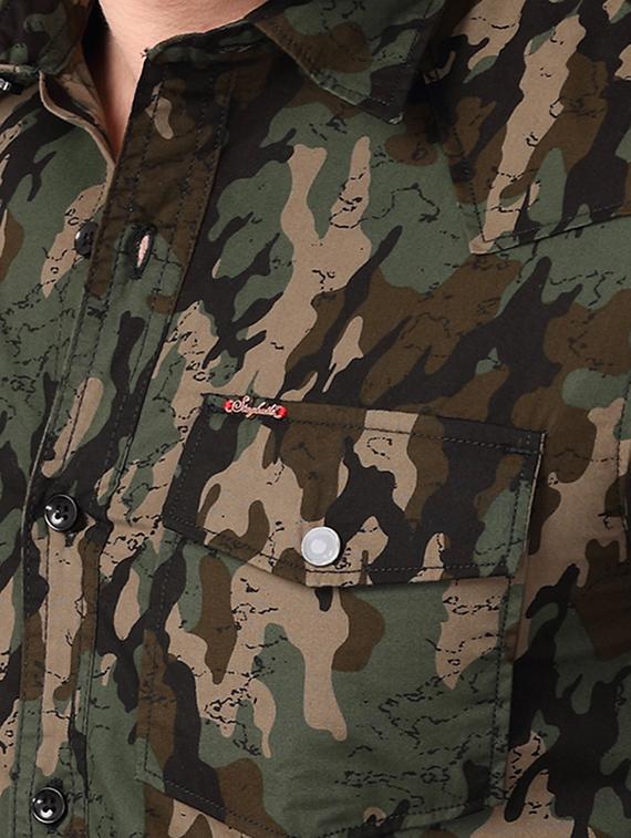 olive green camouflage print casual shirt - 17470682 - Zoom Image - 5