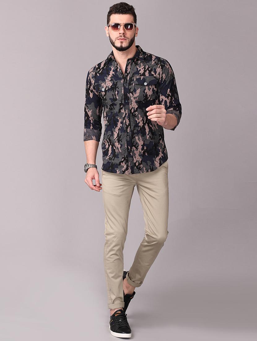 olive green camouflage print casual shirt - 17470683 - Zoom Image - 4