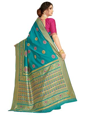 self design banarasi saree with blouse - 17470700 - Standard Image - 2