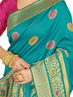 self design banarasi saree with blouse - 17470700 - Standard Image - 3