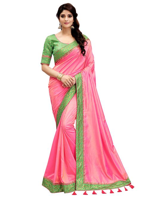 solid bordered saree with blouse - 17470701 - Standard Image - 1