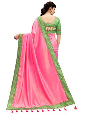 solid bordered saree with blouse - 17470701 - Standard Image - 2