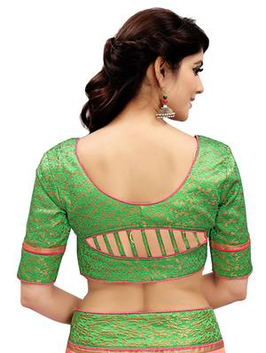 solid bordered saree with blouse - 17470701 - Standard Image - 4