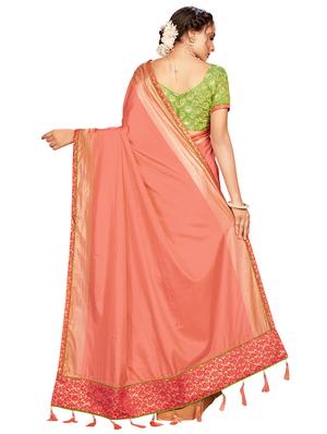 solid bordered saree with blouse - 17470703 - Standard Image - 2