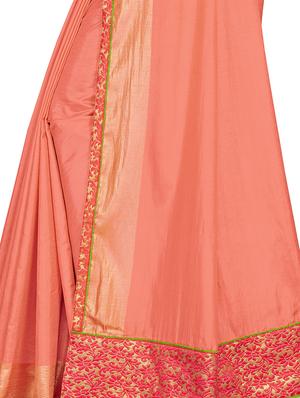 solid bordered saree with blouse - 17470703 - Standard Image - 3