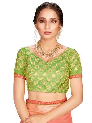 solid bordered saree with blouse - 17470703 - Standard Image - 4