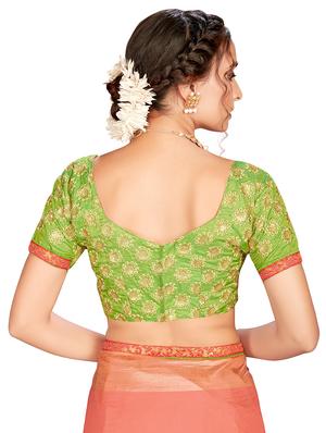 solid bordered saree with blouse - 17470703 - Standard Image - 5