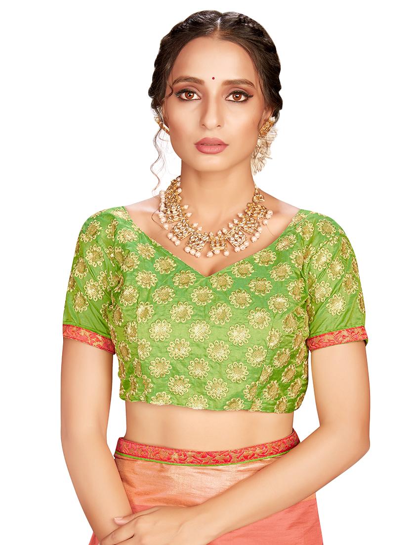 solid bordered saree with blouse - 17470703 - Zoom Image - 4