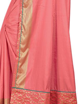 solid bordered saree with blouse - 17470704 - Standard Image - 3