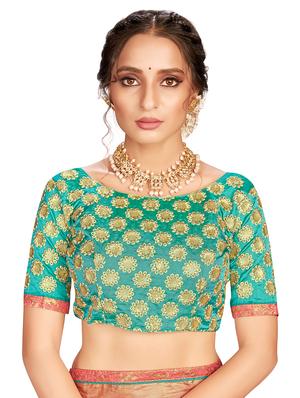solid bordered saree with blouse - 17470704 - Standard Image - 4