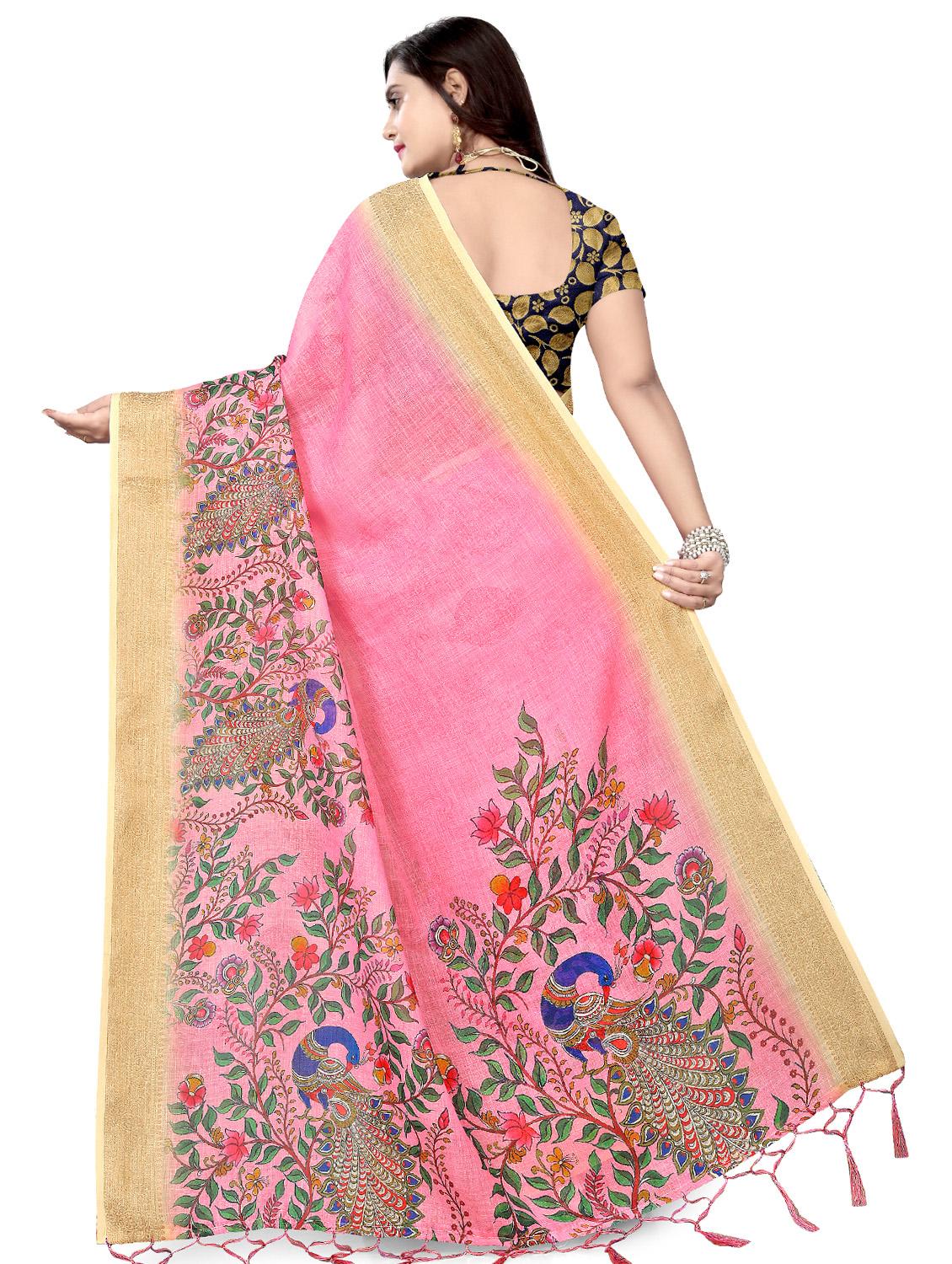 floral printed saree with blouse - 17470778 - Zoom Image - 2