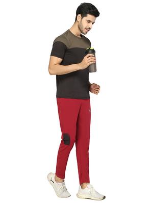 maroon solid full length track pant - 17470799 - Standard Image - 4