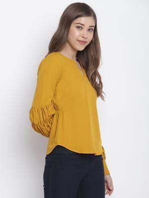 notch neck solid top - 17470804 - Standard Image - 2