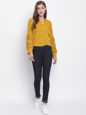notch neck solid top - 17470804 - Standard Image - 4