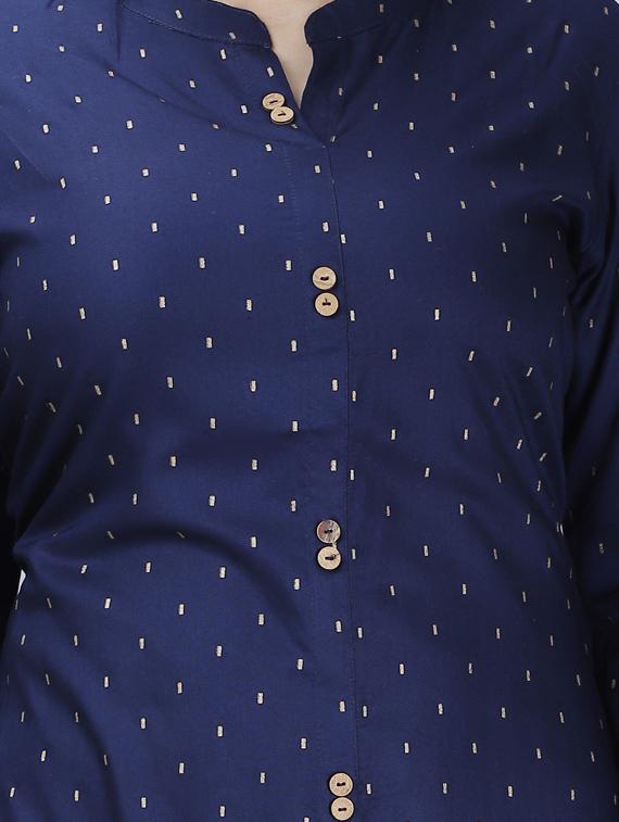 blue rayon straight kurta - 17471201 - Zoom Image - 4