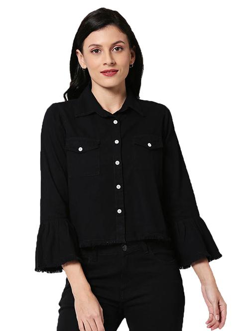 bell sleeved denim jacket - 17471253 - Standard Image - 1