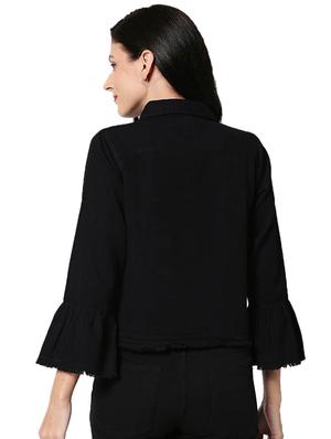 bell sleeved denim jacket - 17471253 - Standard Image - 3