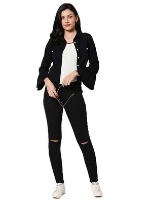 bell sleeved denim jacket - 17471253 - Standard Image - 4
