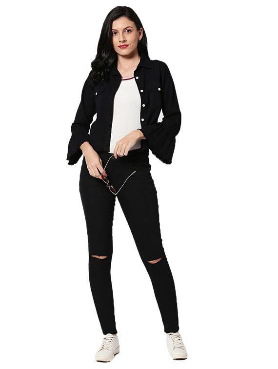 bell sleeved denim jacket - 17471253 - Zoom Image - 4