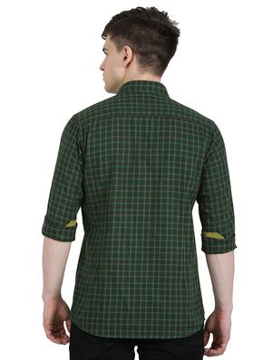 olive green checkered casual shirt - 17471314 - Standard Image - 3