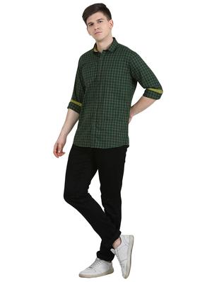 olive green checkered casual shirt - 17471314 - Standard Image - 4